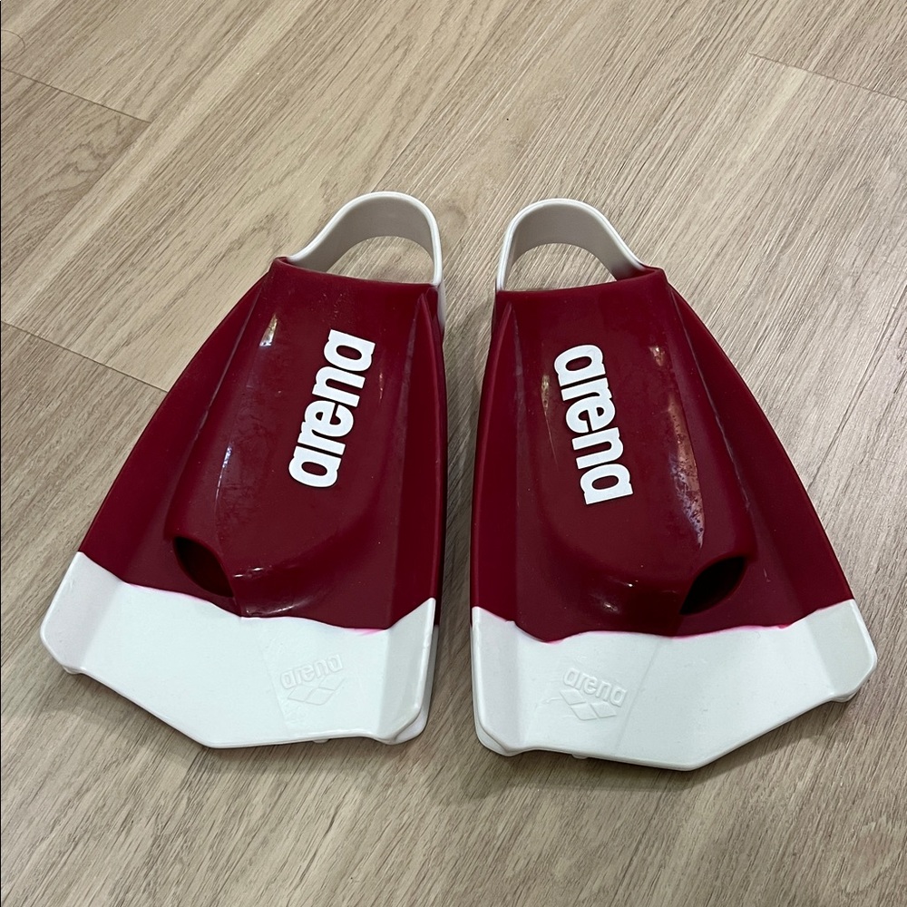 Arena Red and White Swim Fins